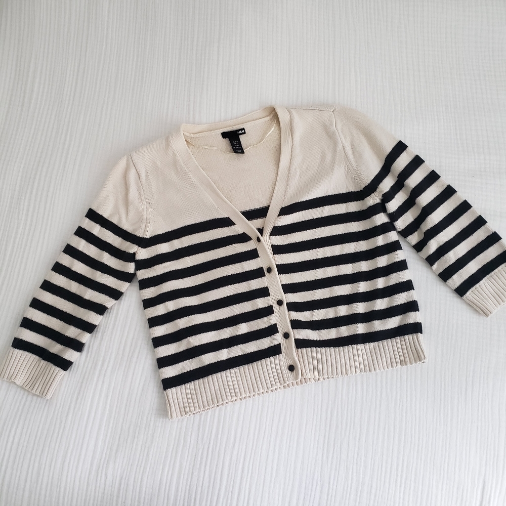 H&M striped knitted cardigan. Cotton. MEDIUM.